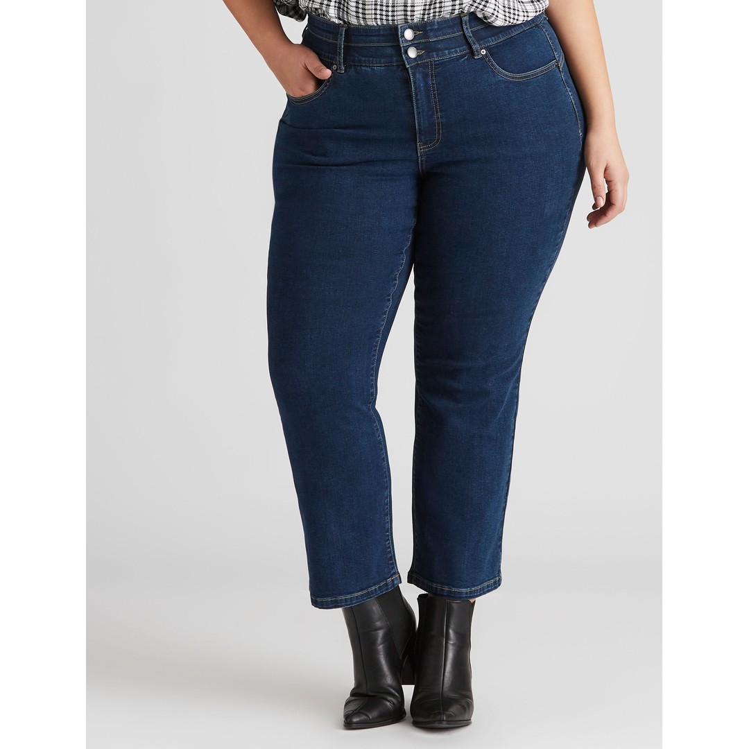 AUTOGRAPH - Plus Size - Womens Jeans - Blue Bootleg - Denim - Cotton Pants - Mid Wash - Elastane - Full length Trousers - Casual Fashion - Work Wear, Blue, hi-res