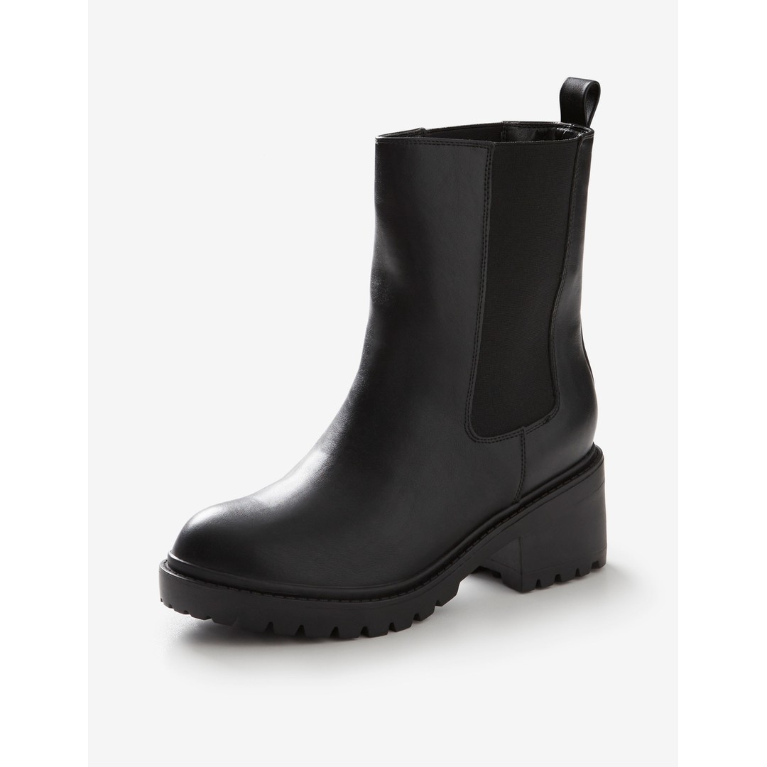 AUTOGRAPH - Womens Boots - Black - Ankle Boot - Chelsea - Short Pull On - Elastic Side - Low Block Heel - Back Loop - Classic Winter Women's Shoes