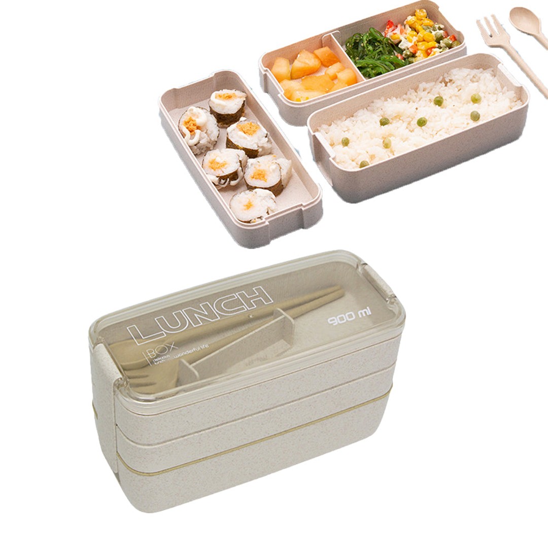 3-Layer Wheat Straw Bento Lunch Box