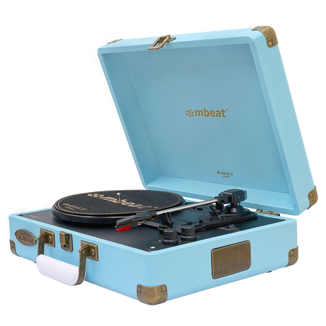 Mbeat Woostock 2 Retro Bluetooth Music Vinyl Turntable Record Player Sky Blue
