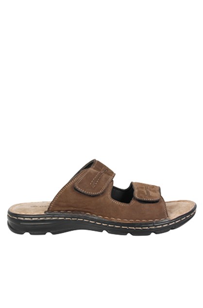 Suva By Olympus Leather Comfort Flat Sandal Mens | Spendless Shoes ...