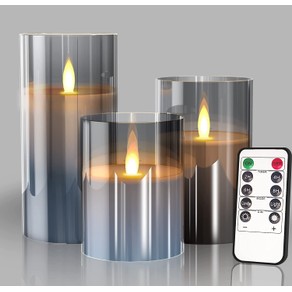 Zakka Flameless LED Tea Light Candles Battery Powered 3pcs Gray