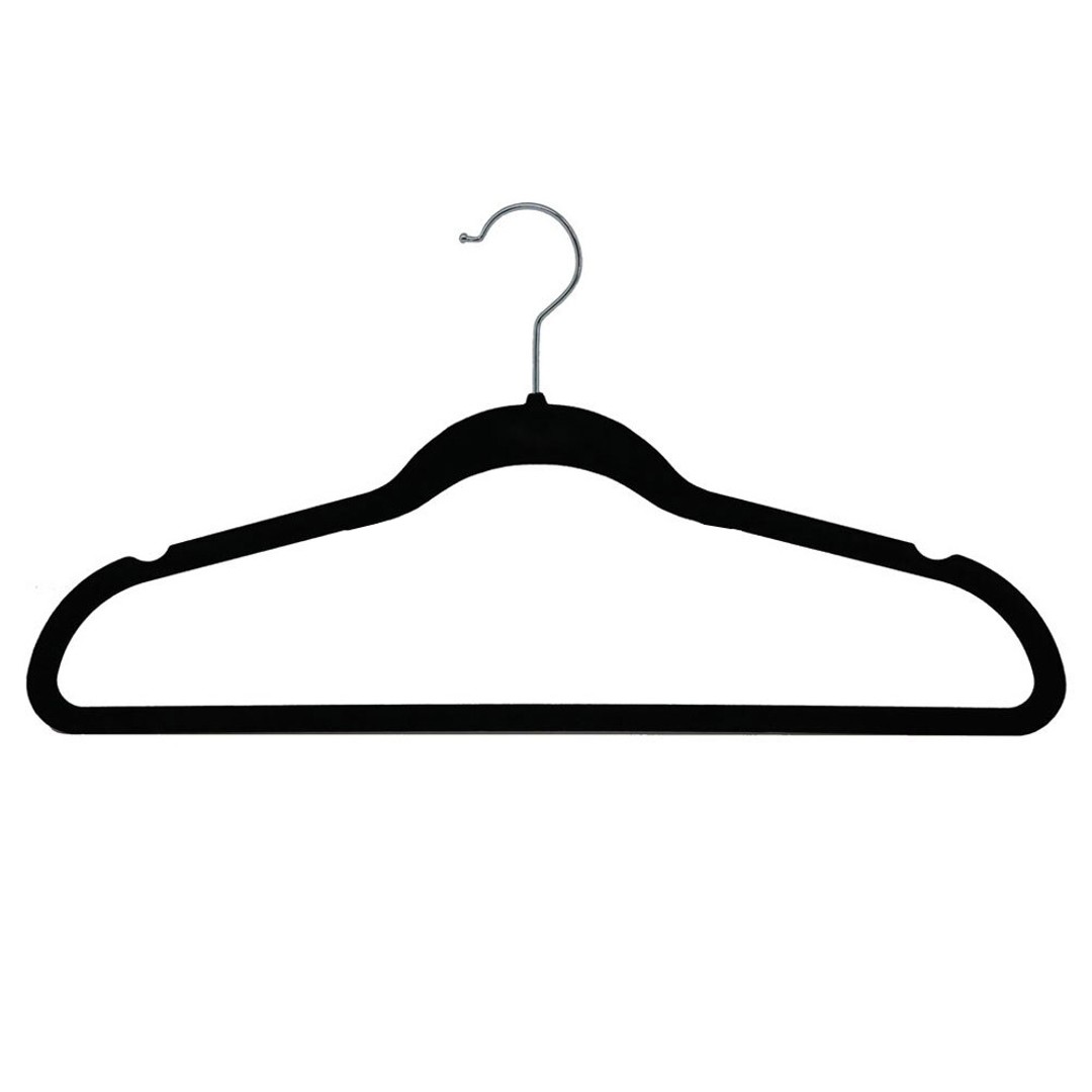 10PK Box Sweden Velvet Hanger/Wardrobe/Storage Organiser for Clothes/Shirt Black, , hi-res