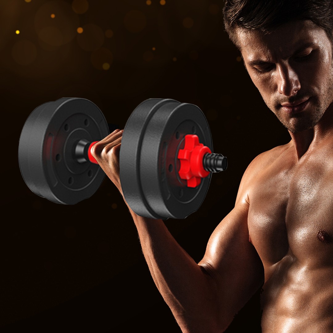 Centra Dumbbells Barbell Set 15KG Adjustable Weight Plates Home Gym Exercise