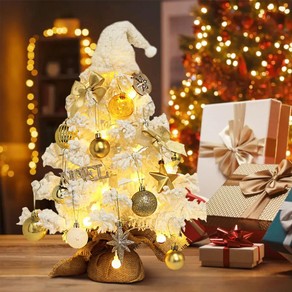 Tabletop Snow Christmas Tree with LED Lights for Christmas Party Home Decoration