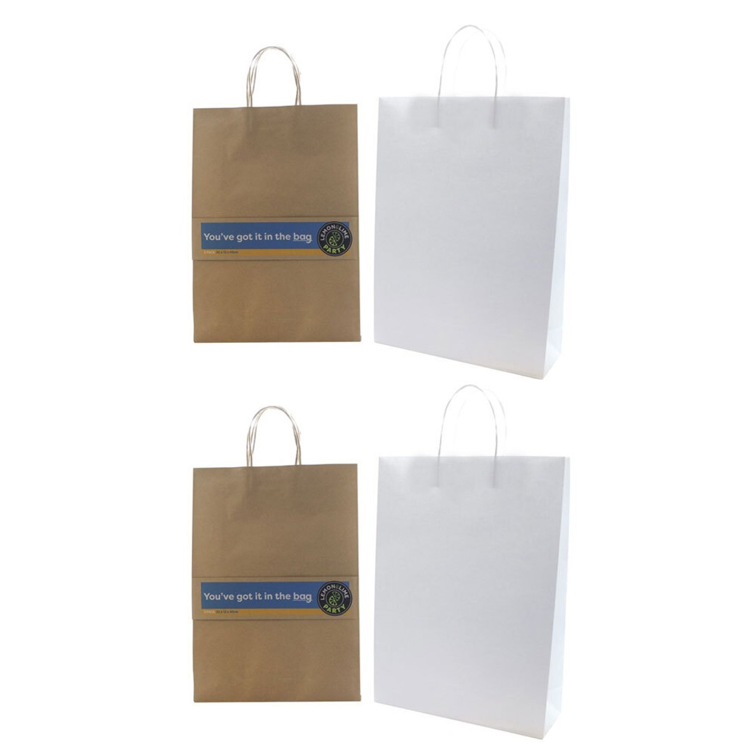 8PK Lemon & Lime 45cm Paper Kraft Gift Bag Carry Storage Bags w/ Handles Assort.