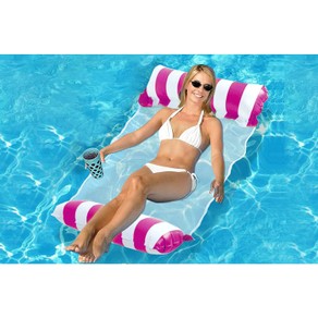 Zakka Inflatable Pool Water Float Hammock Lounger Pool Hammock Float - Pink & White