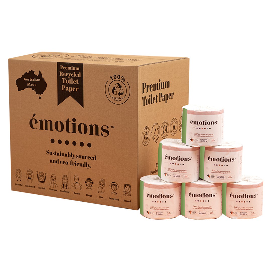 48PK Emotions Eco-Friendly Recycled Toilet Paper/Roll 2ply 400 Sheets Soft White