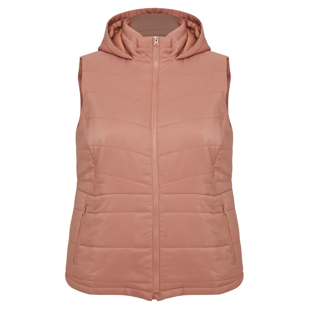 Womens Autograph Autogaph Woven Detachable Hood Puffer Vest - Plus Size, Pink, hi-res