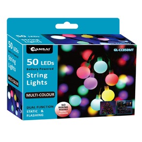 Sansai 50 LED Battery Globe Decorative/Christmas String Lights Multi-Colour