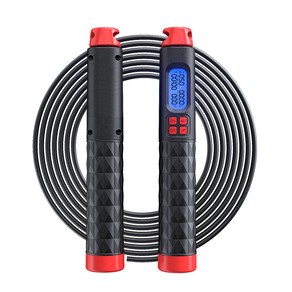 Megajoy 2-IN-1 Smart Cordless Skipping Rope With Digital Counter Non-slip Handle for Gym Sports Fitness - Black/Red