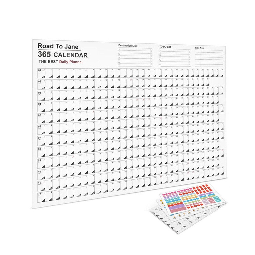 1Pc 2024 Annual Wall Calendar Daily Schedule Planner with Stickers