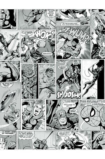 Marvel Comic Strip Wallpaper Black and White Muriva 159502 | Marvel Online  | TheMarket New Zealand