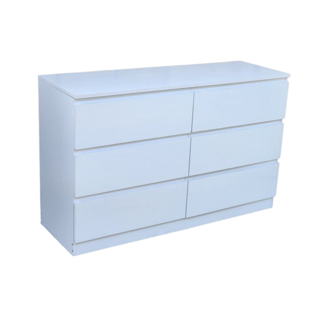 InStock Furniture and Homeware Liana Lowboy Chest 6 Drawer Dresser white
