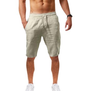 Men's Cotton Linen Bermuda Shorts-Apricot