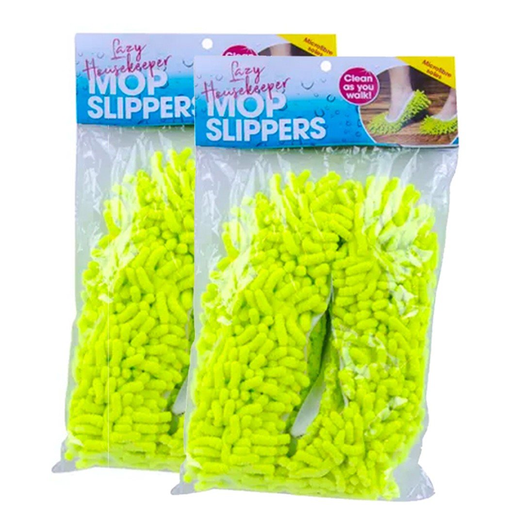 4pc Lazy Housekeeper Mop Slippers Microfibre Soles Floor Home Cleaner Assorted
