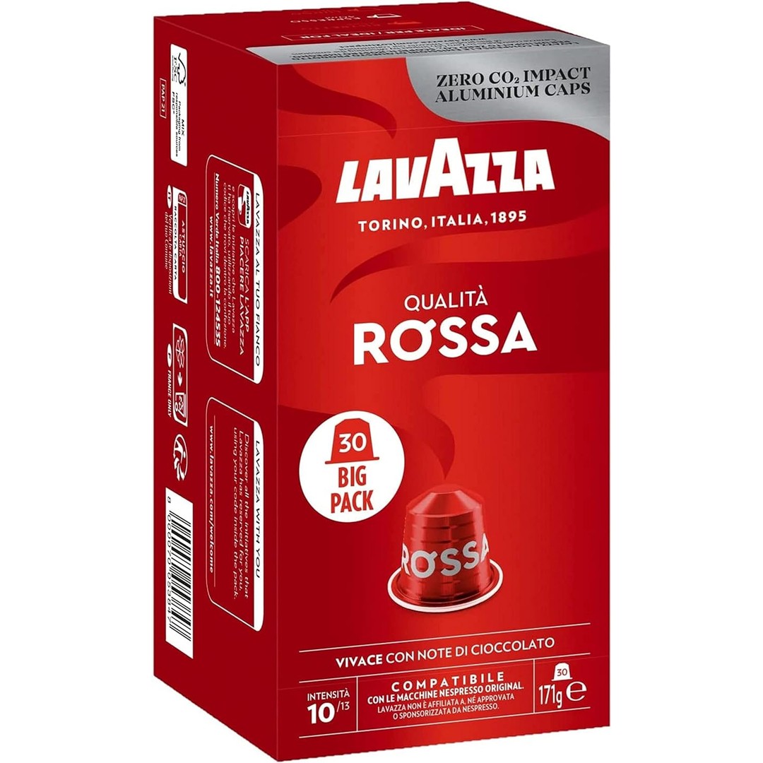 Lavazza Qualita Rossa Coffee Capsules - Compatible with Nespresso Machines - 30 Pods