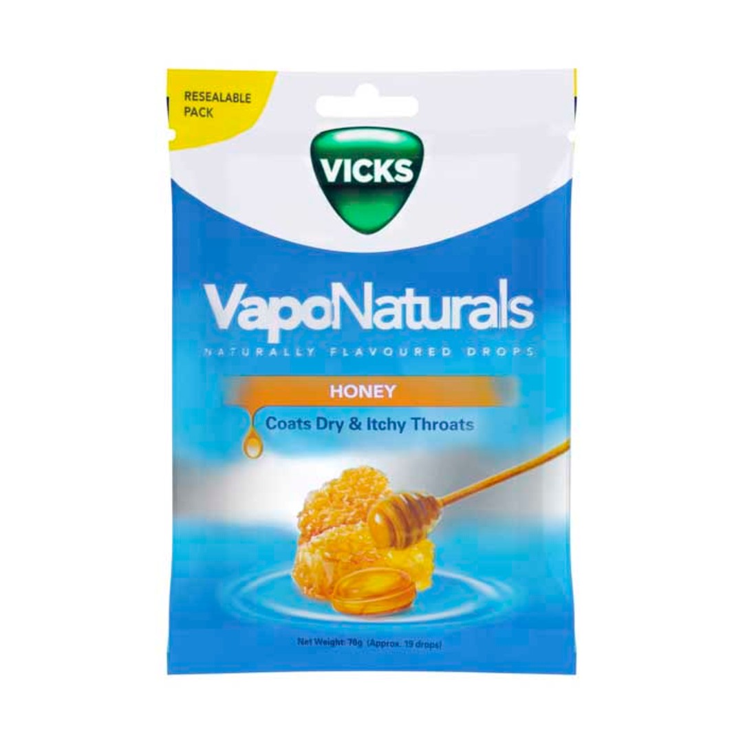 Vicks VapoNaturals Honey Flavoured Drops, Naturally Flavoured 19s