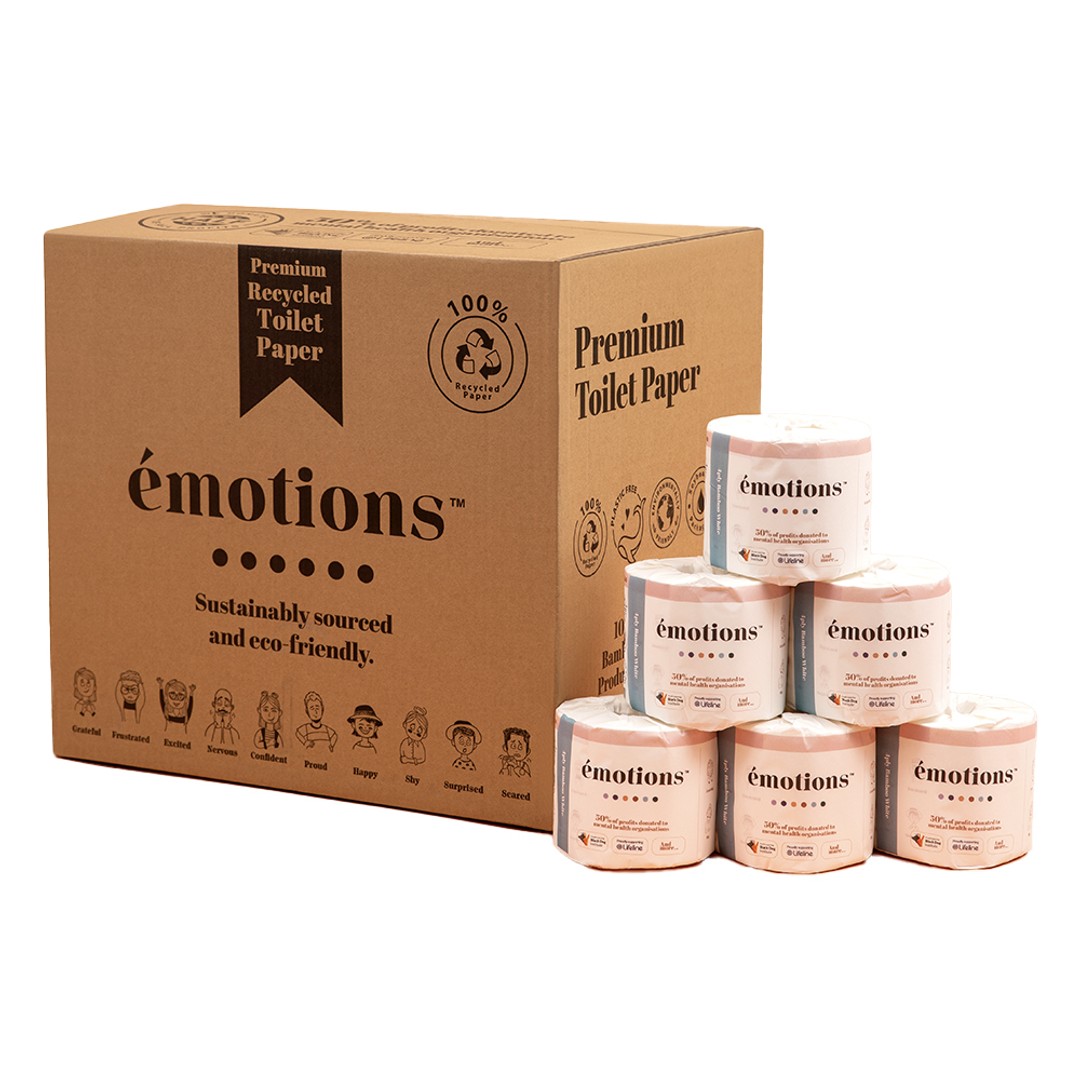 48PK Emotions Premium 100% Bamboo Toilet Paper/Rolls 4ply 360 Sheets White