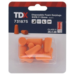 TDX Disposable Foam Earplugs - 6 Pairs