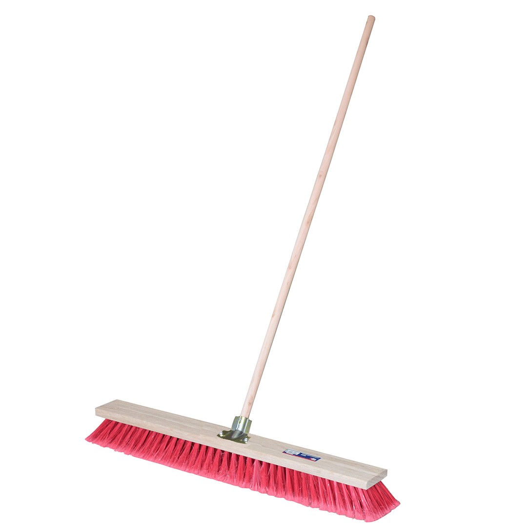 TDX PP Red Bristle Broom with Wooden Handle - 800mm, , hi-res