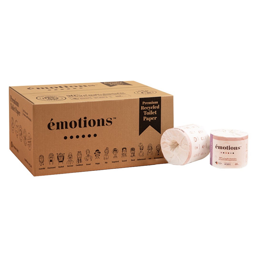 24PK Emotions Premium 100% Recycled Toilet Paper/Rolls 4ply 360 Sheets White