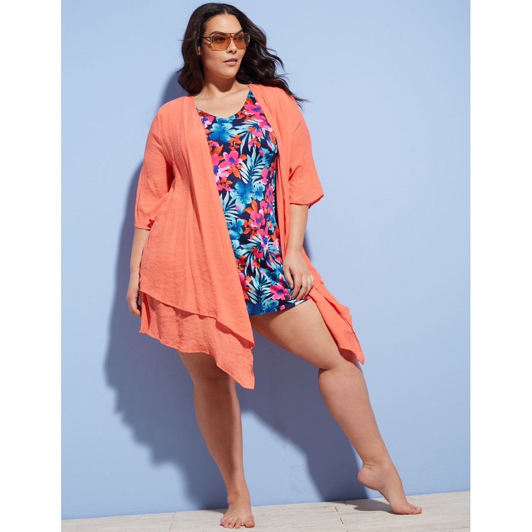Womens Autograph Woven Double Layer Cover Up - Plus Size, Pink, hi-res
