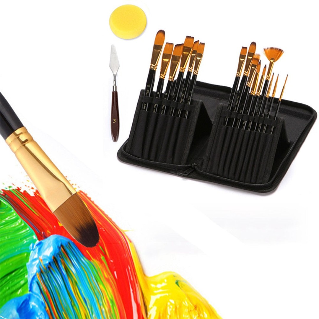 Artist Paint Brushes Set Watercolour Acrylic Oil Painting Tool Set Drawing Brushes with Palette Knife and Sponge Face Paint Craft