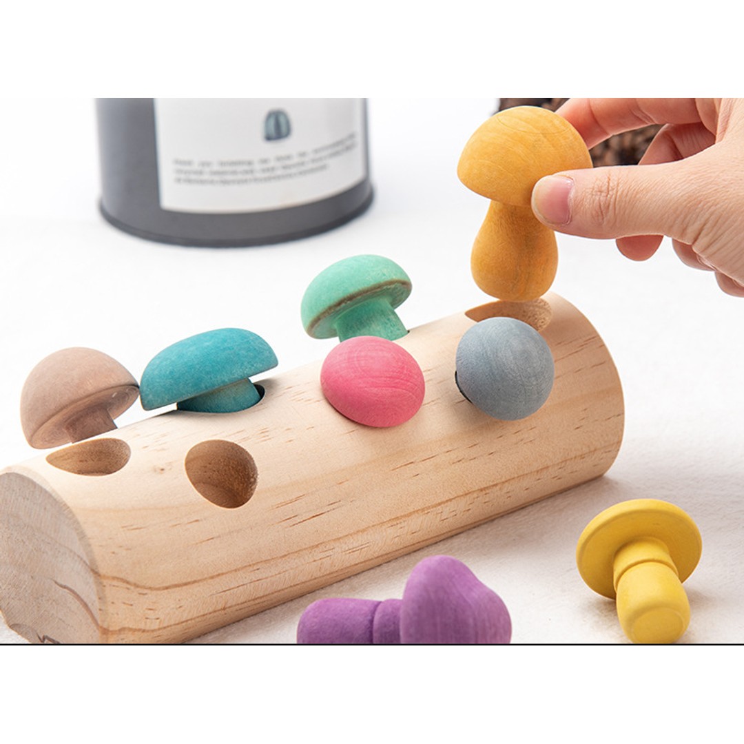 Taylorson Wooden Mushrooms Picking & Sorting Puzzle Toy