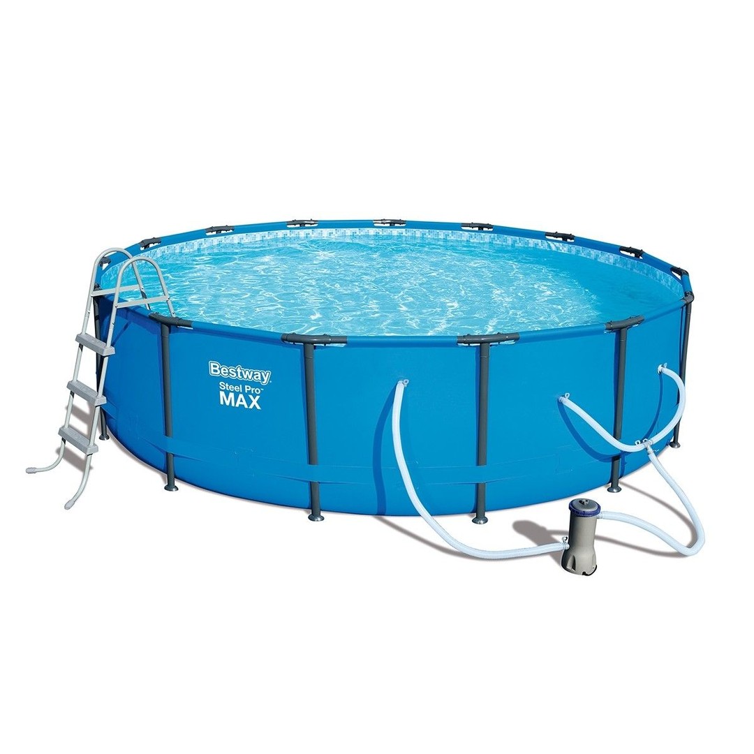 Bestway 4.57M Above Ground Metal Frame Swimming Pool w/Ladder, Cover &amp; Filter Pump