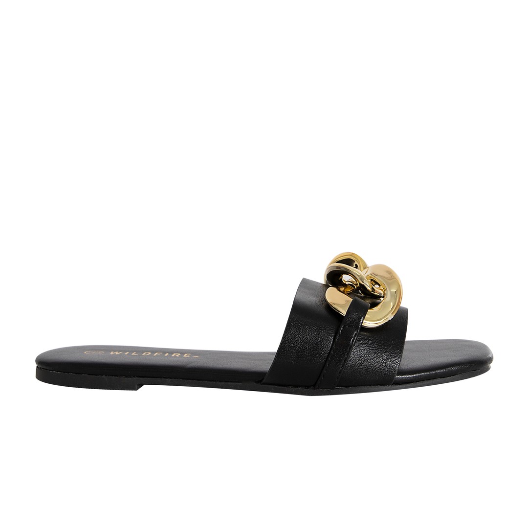 Distinct By Wildfire Women's Summer Slide With Gold Chain Finish