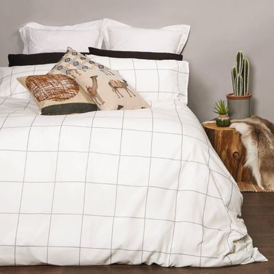 Living Co Duvet Cover Set Check Grey Check Queen Living Co