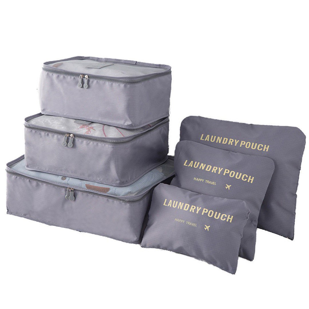 6PCS Packing Cubes for Travel Luggage Organiser Bag-Grey