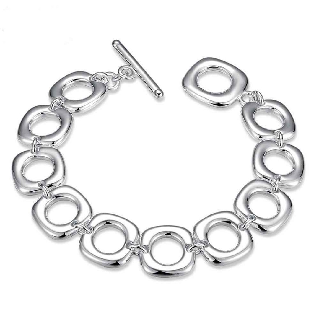 925 Sterling Silver Chain Link Bracelet with Toggle Clasp "Elliot"