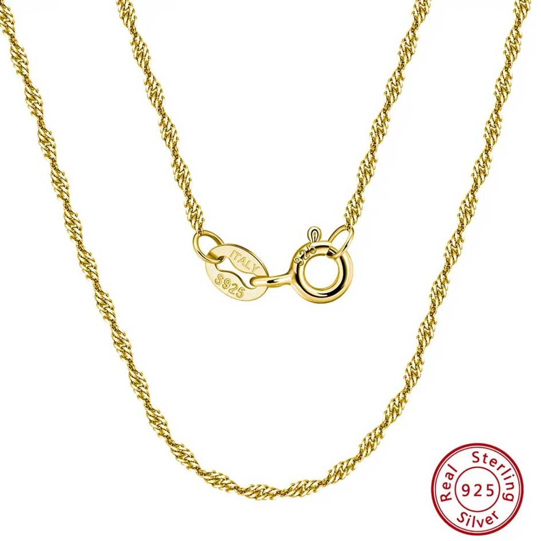 14K Gold Twisted Curb Rope Chain "Singapore" (Width 1.5mm), As shown, hi-res