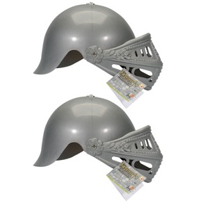 2x Role Play Knight Silver Helmet 20cm Costume Armor Props 3y+ Toddler/Children
