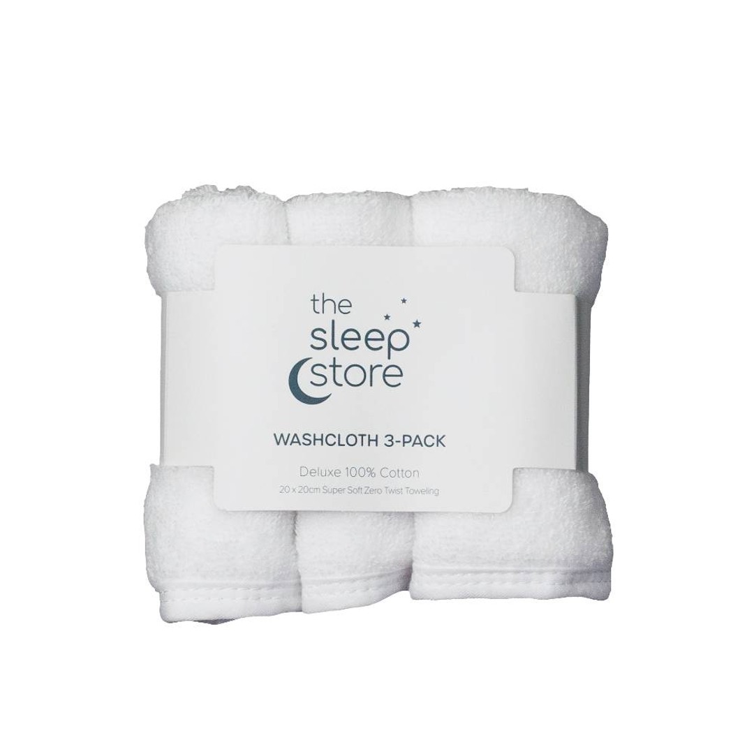 The Sleep Store Deluxe Towelling Wash Cloths - 3 Pack