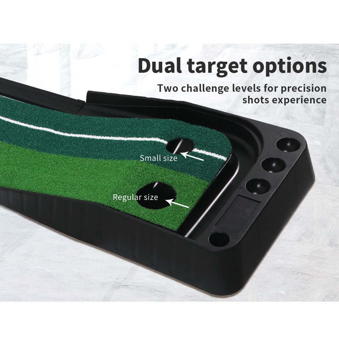 Centra Golf Putting Mat 250cmx40cm Portable Auto Return Practice Indoor Outdoor, Green, hi-res