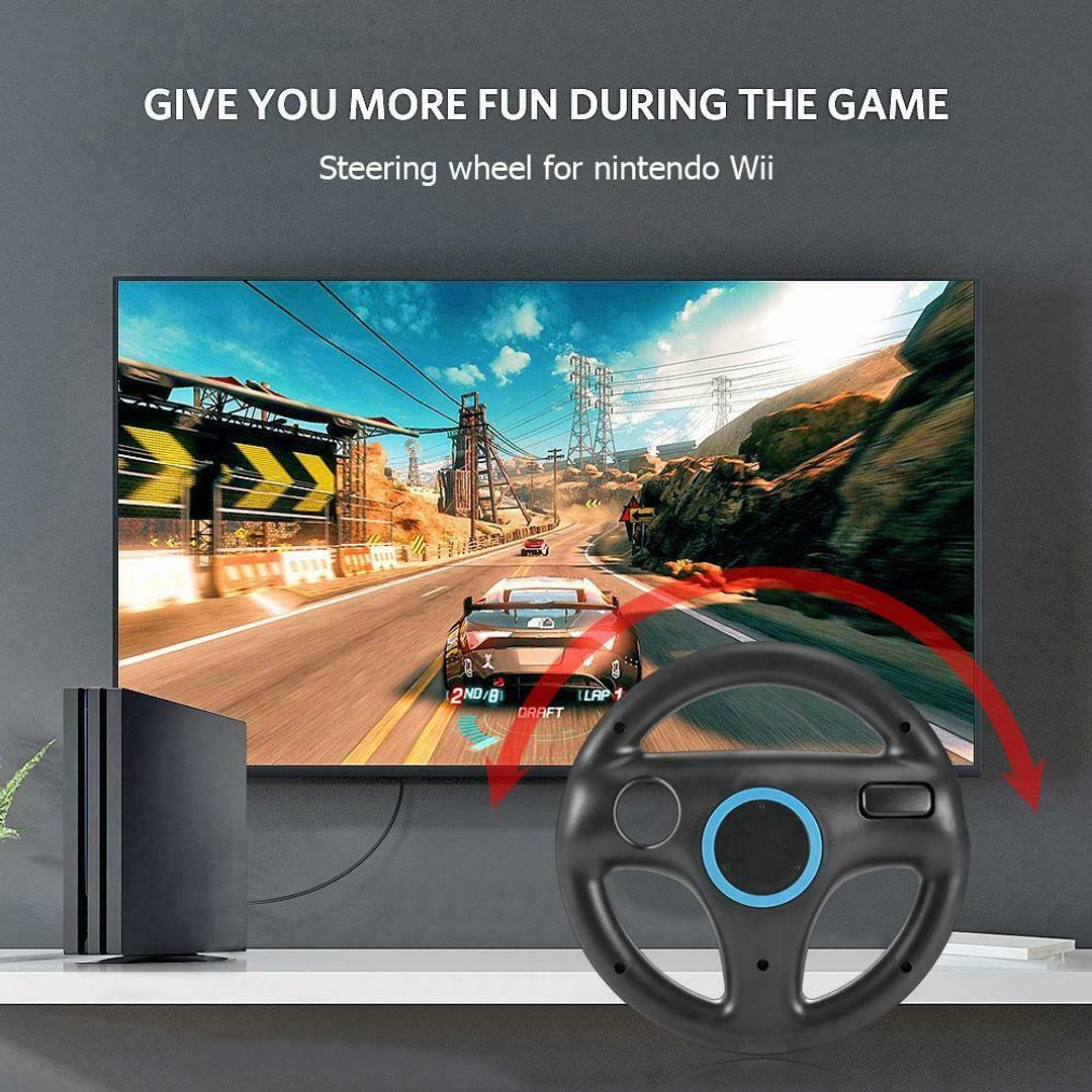 Steering Wheel for Nintend Wii Mario Kart Racing Games Remote Controller, , hi-res