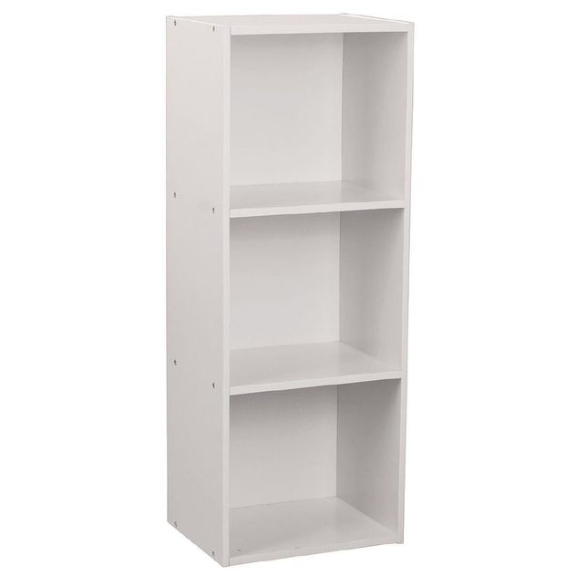 Living Co Mia Bookcase 3 Tier White, Black Cube Shelves Nz