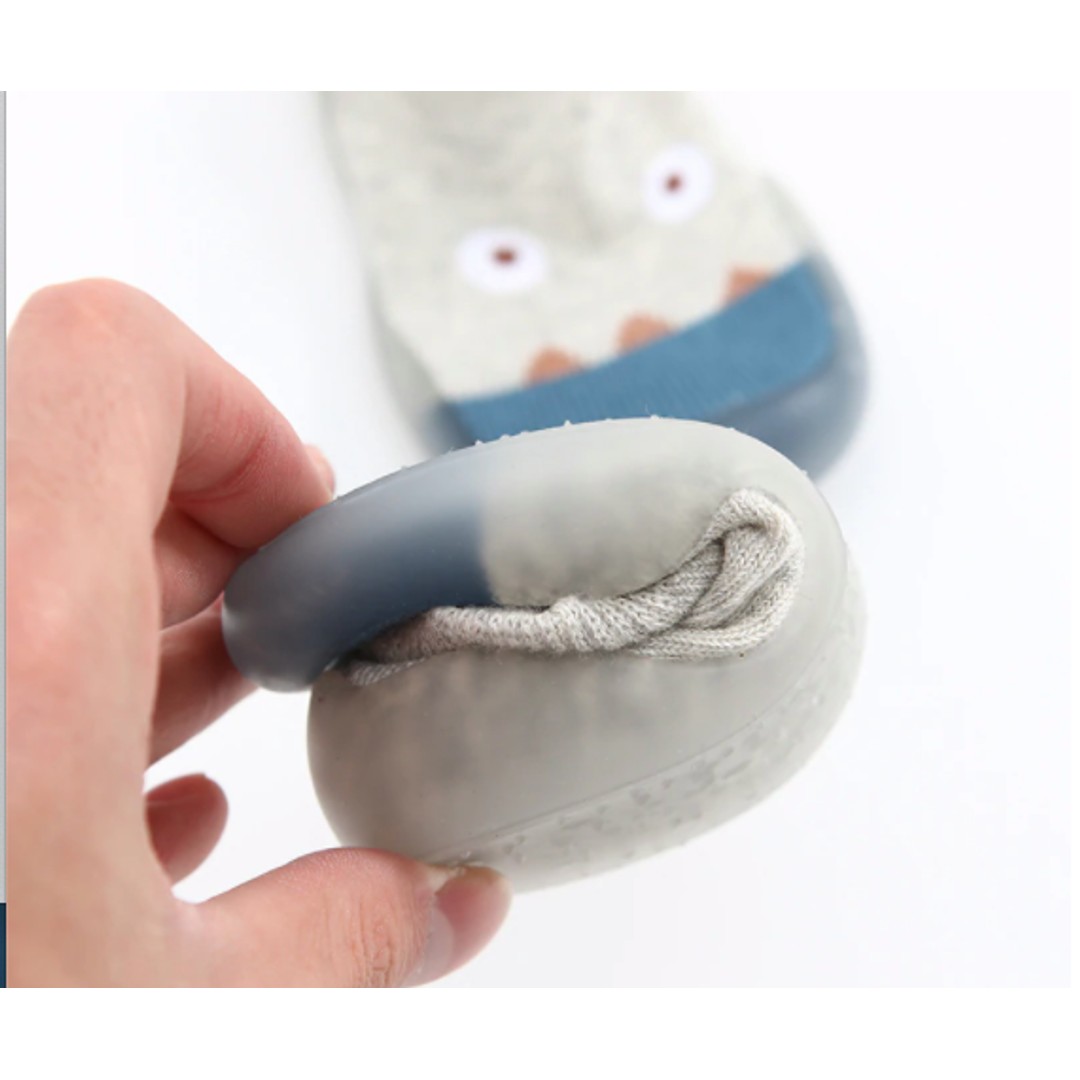Taylorson Cute Monster Design Baby/ Toddler Anti-Skid Socks Shoes, grey + blue, hi-res