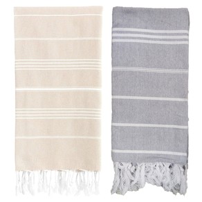 2x Cotton Beach Towel Quick Dry Towel for Bathing Swimming Travel Light Grey Nude