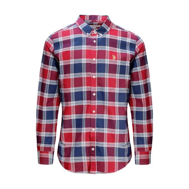 U.S. Polo Oxford Shirt Checkered - Red | 1-day Online | TheMarket New ...