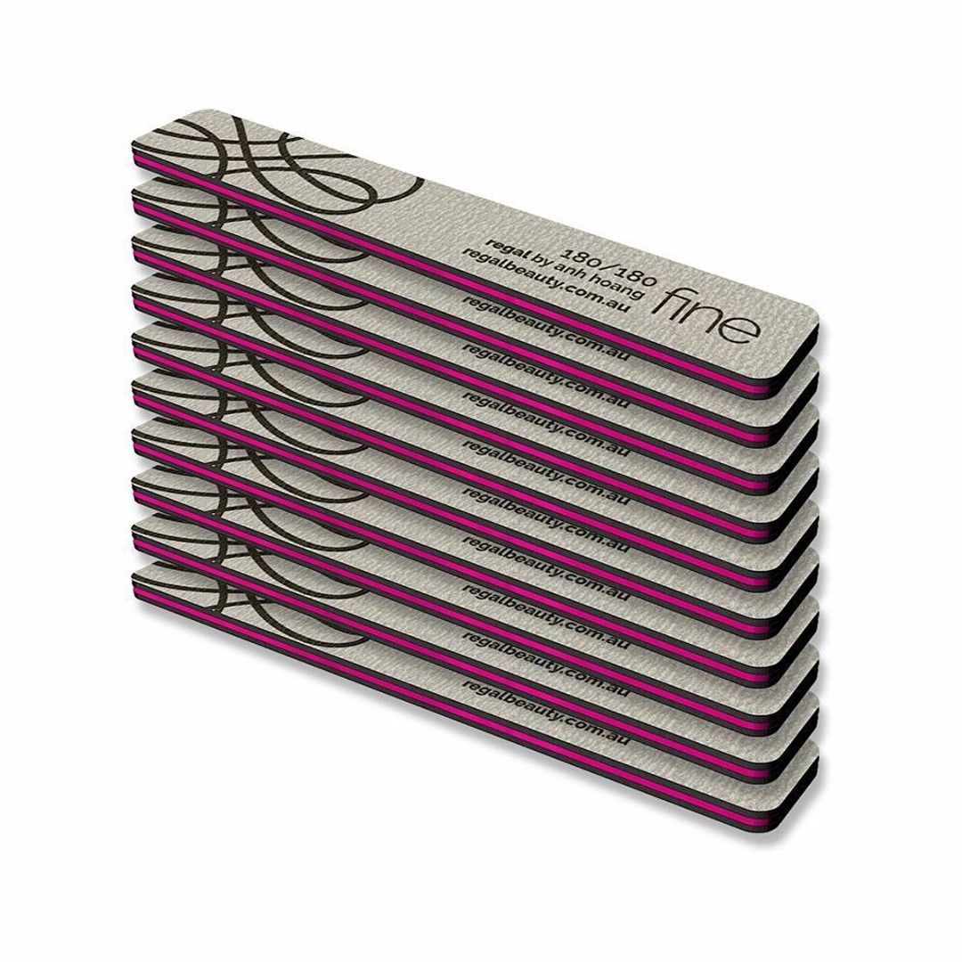 Regal by Anh Rectangle Fine 180/180 Nail File 10 Pack