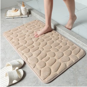 Memory Foam Embossed Velvet Carpet Bathroom Living Room Non-Slip Mat Cobblestone Floor Mat