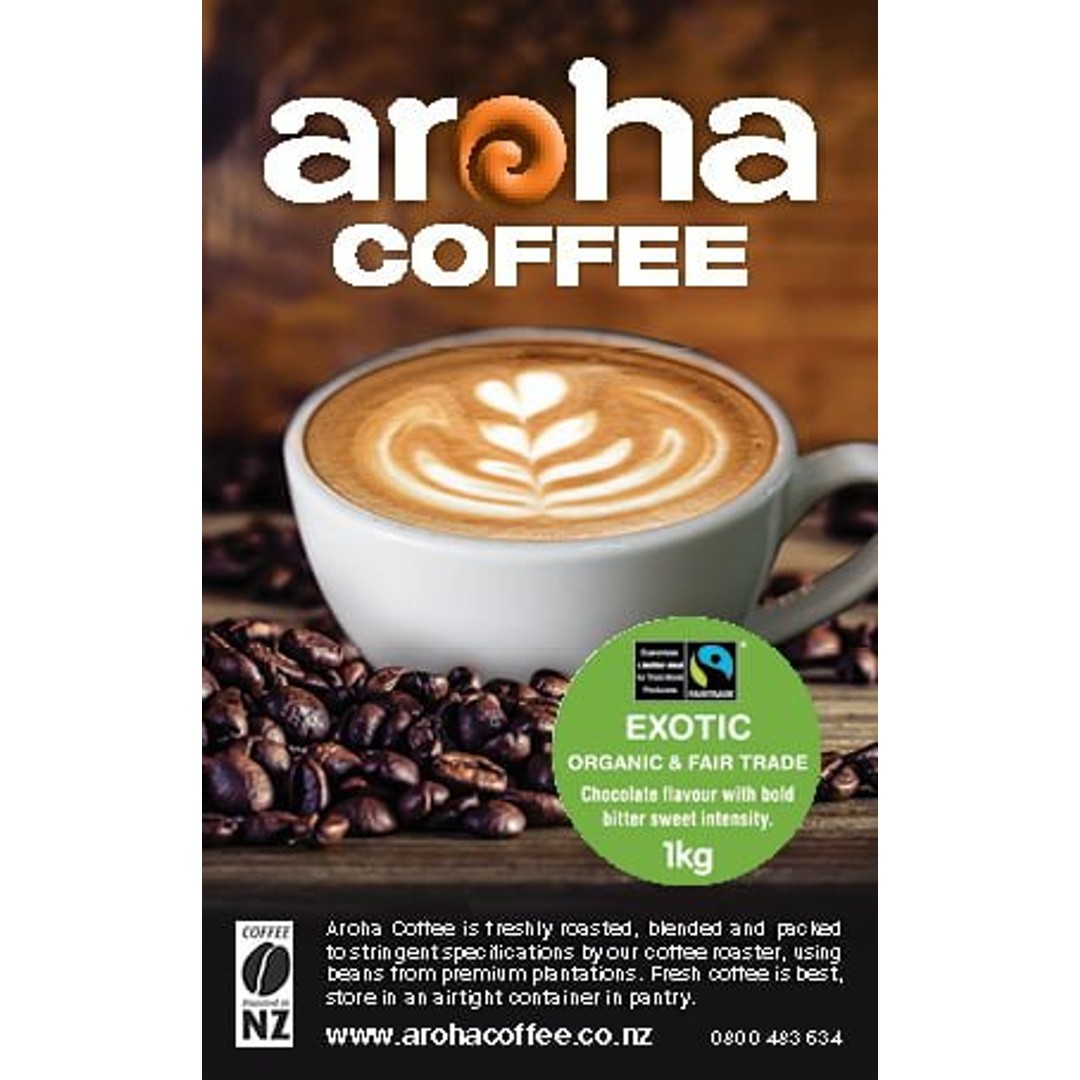 Aroha Coffee Exotic - Fair Trade Bean - 1kg