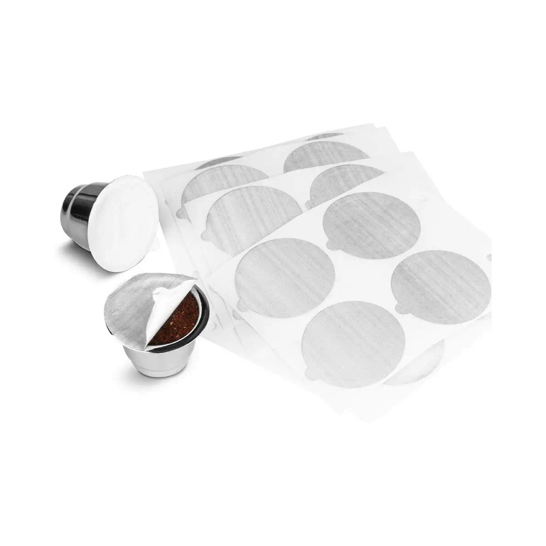 Stainless Steel Refillable Capsules And 100 Lids for Nespresso