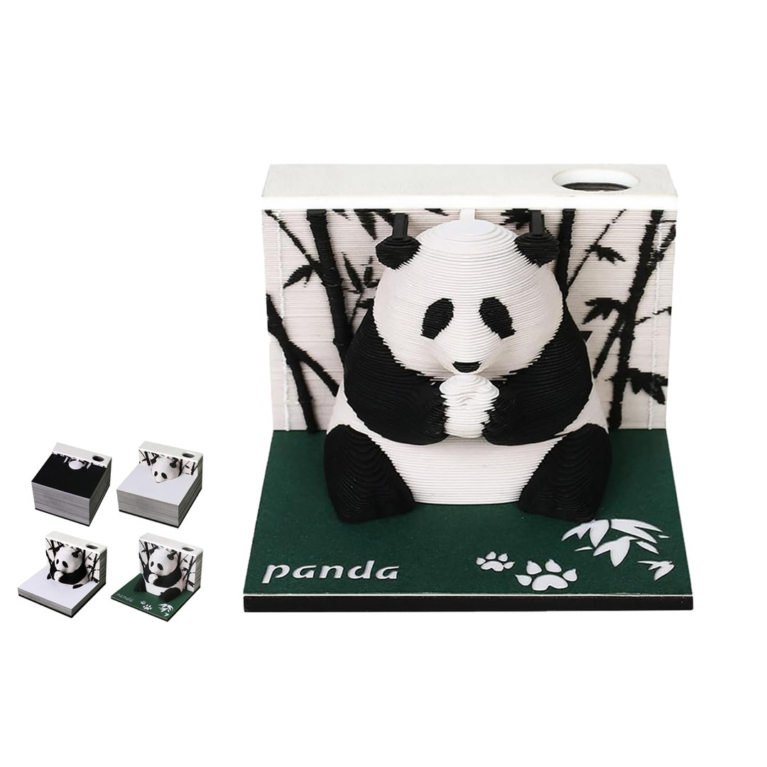 3D Creative Desk Calendar Memo Pad Art Sticky  for Home School Office Planning and Organizing-Panda