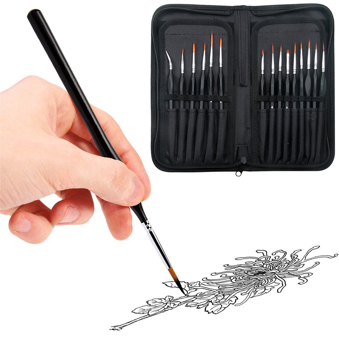 15Pcs Detail Paint Brush Set Miniature Painting Brush Fine Tip Drawing Brush Kit