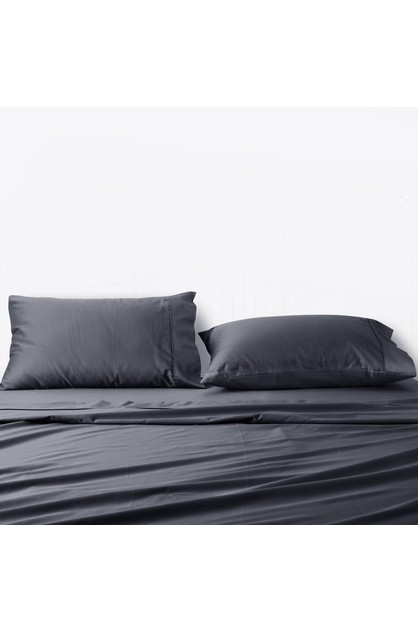 Natural Home Organic Cotton Sheet Set Single King Bed CHARCOAL  AG806 